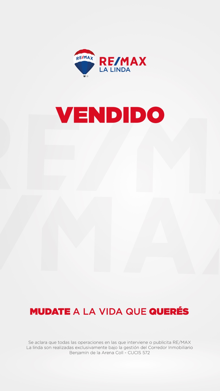 Placas Letras Rojas Placa «Vendido» – Fondo Blanco y Letras Rojas | RE/MAX La Linda